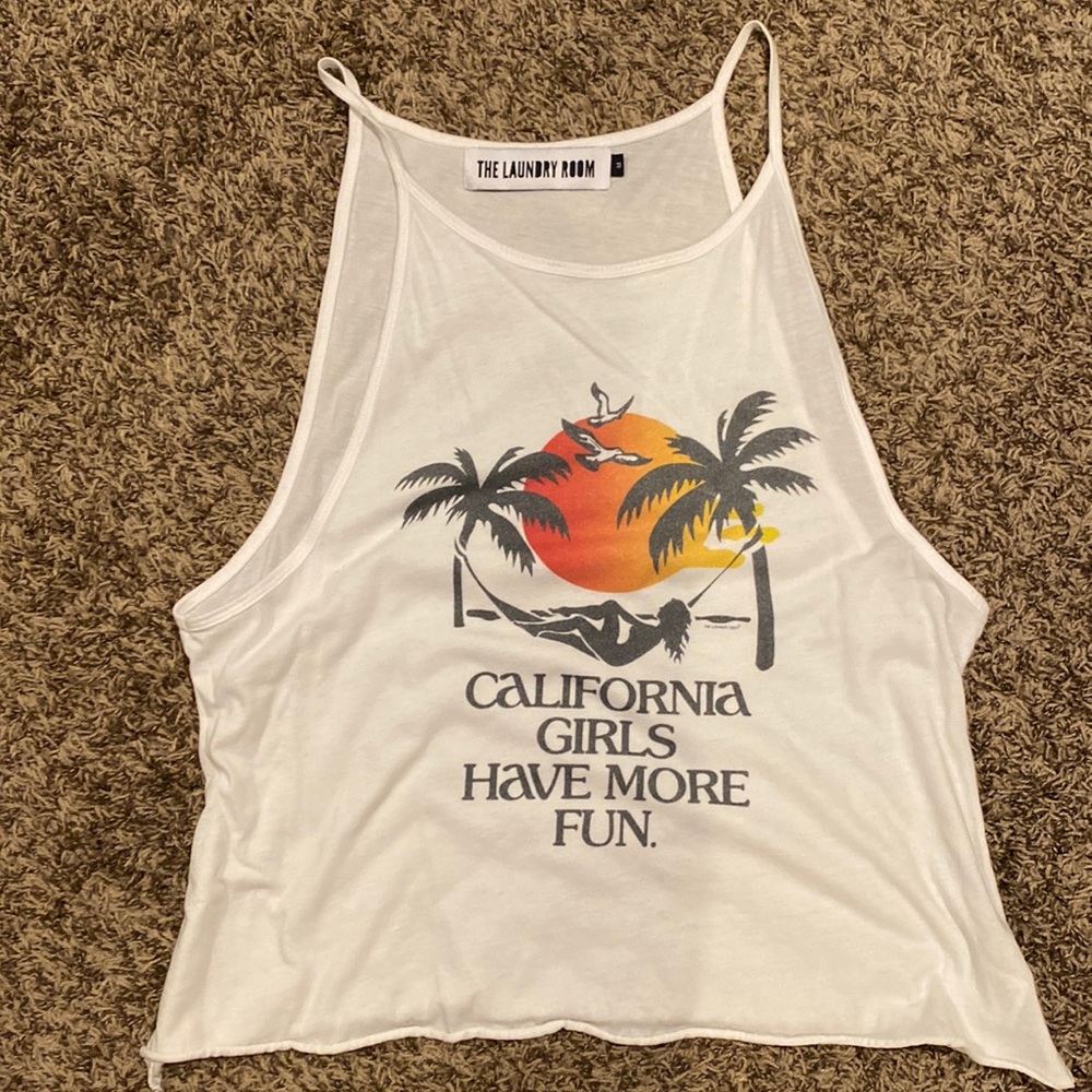 Laundry room wifebeater style tank.